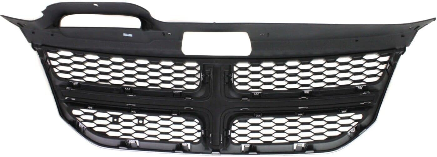 Front Grille Textured Black Shell And Insert/With Chrome Molding Without Fog Lights Direct Replacement Compatible With 2011-2020 Dodge Journey CH1200362 1SU84SZ0AC