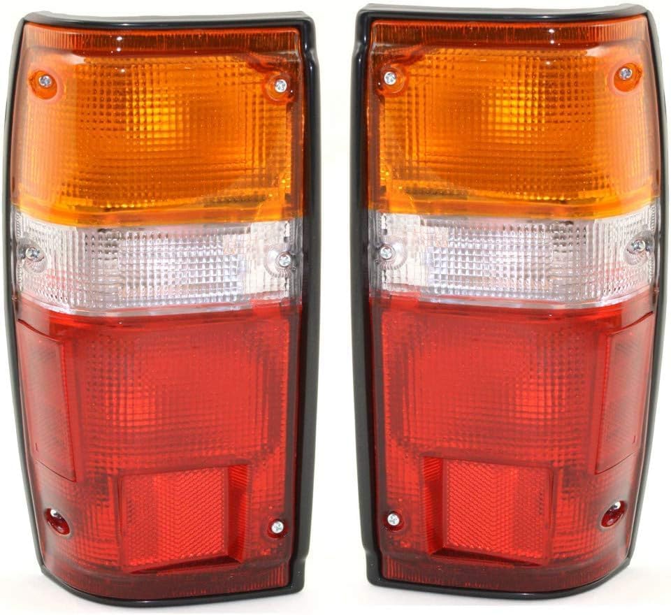 Set Of 2 Tail Light Assembly With Black Trim Right Passenger & Left Driver Side Direct Replacement Compatible With 1984-1989 Toyota 4Runner / 1984-1988 Pickup TO2801103 TO2800103
