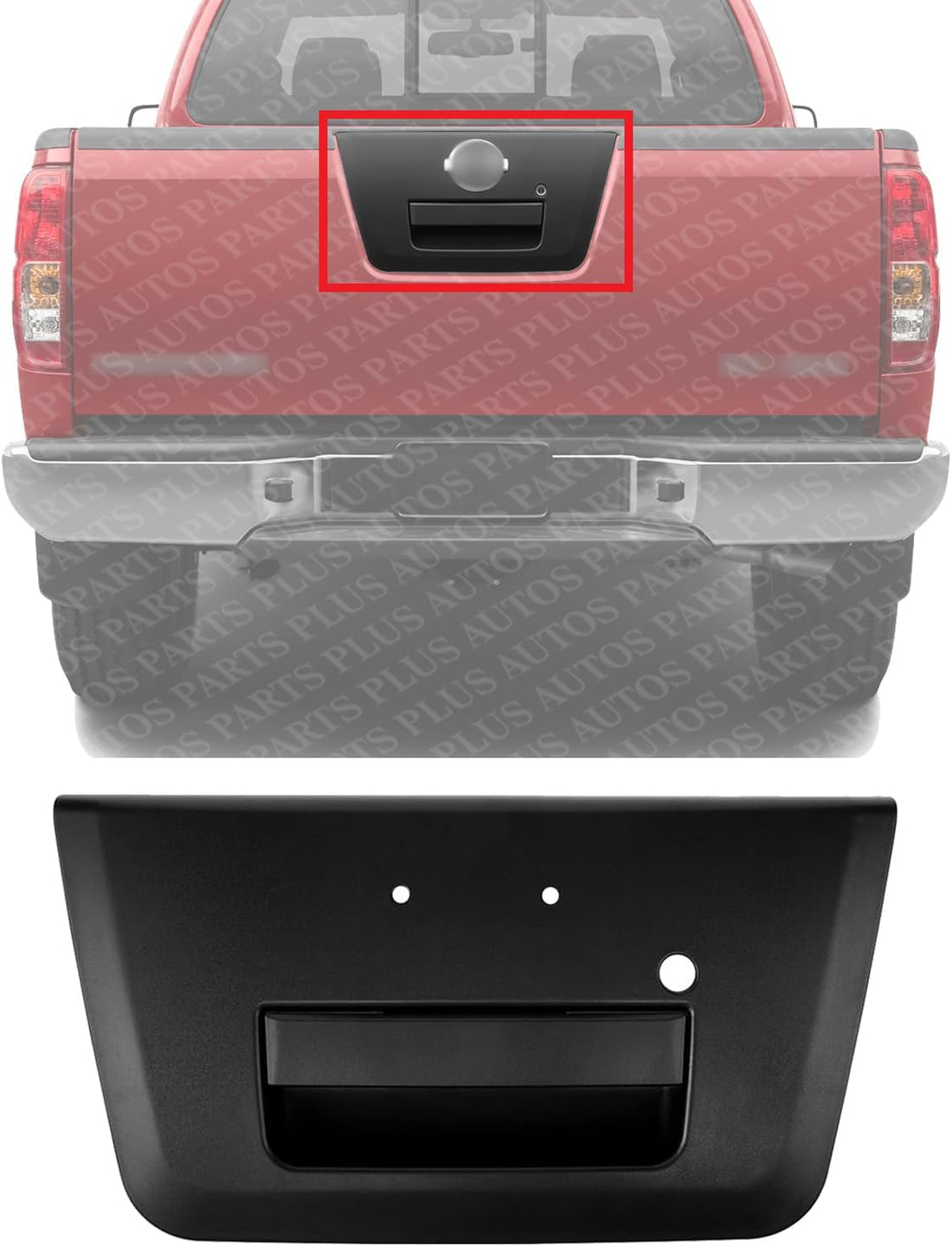 Tail Gate Outside Handle Textured Plastic with Key Holes Direct Replacement Compatible with 2005-2014 Nissan Frontier NI1915109 90606EA810