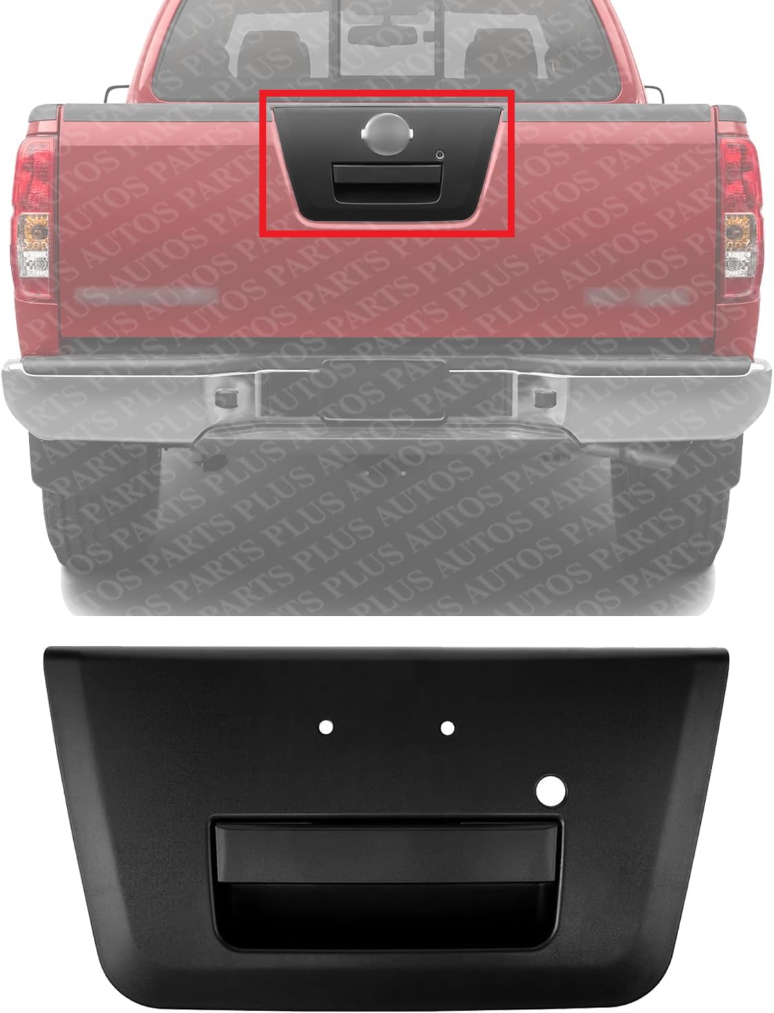 Tail Gate Outside Handle Textured Plastic with Key Holes Direct Replacement Compatible with 2005-2014 Nissan Frontier NI1915109 90606EA810