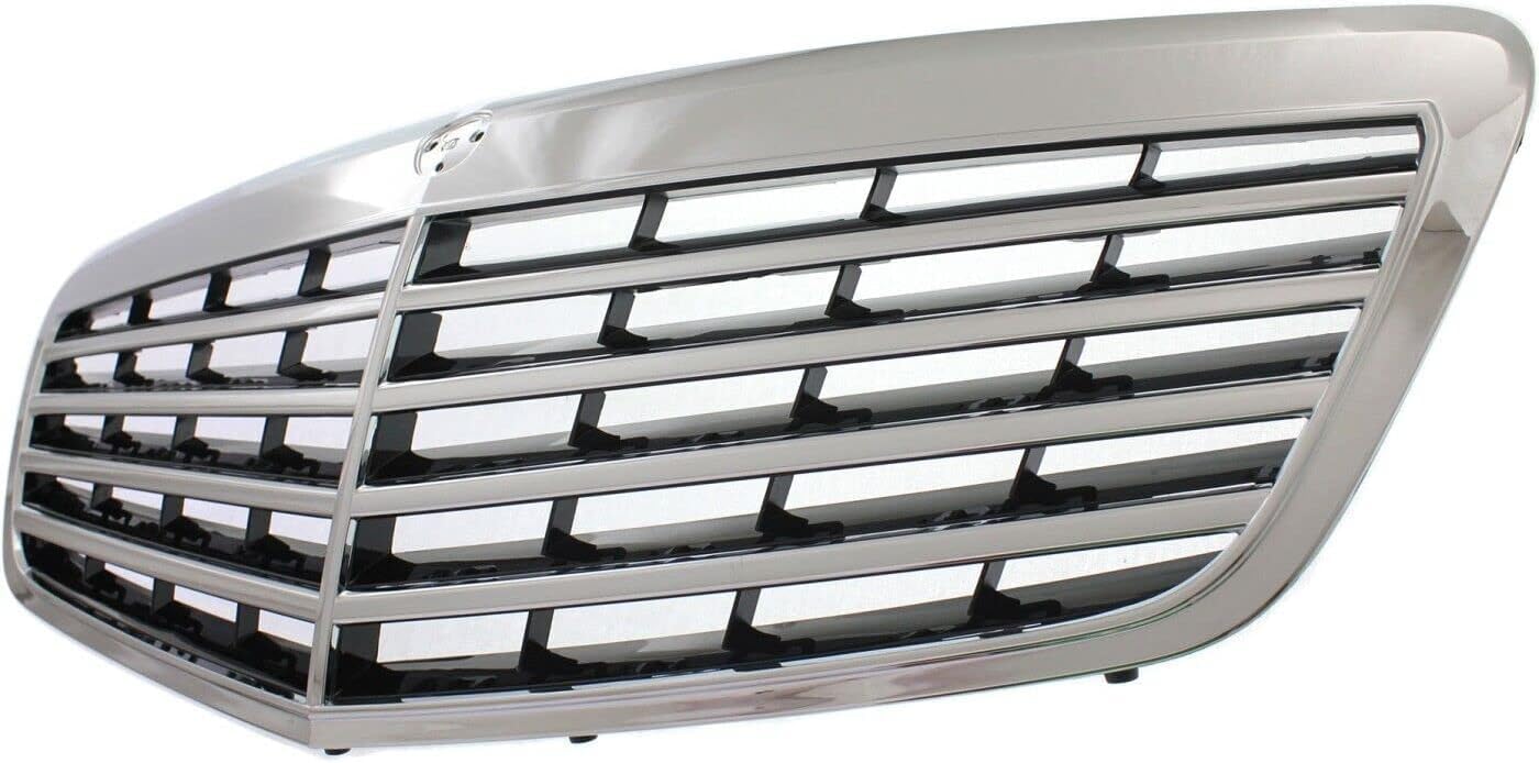 Front Grille Assembly Chrome Shell With Primed Insert Plastic Direct Replacement Compatible With 2010-2013 Mercedes Benz S-Class MB1200156 22188004839040
