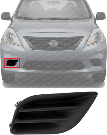 Front Fog Light Cover Textured Black Right Passenger Side Direct Replacement Compatible With 2012-2014 Nissan Versa NI1039128 622563BA0A