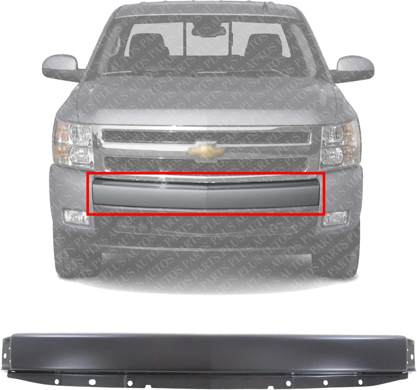 Front Bumper Face Bar Primed Steel Without Air Intake Holes Direct Replacement Compatible With 2007-2013 Chevrolet Silverado 1500 GM1002829 15836962