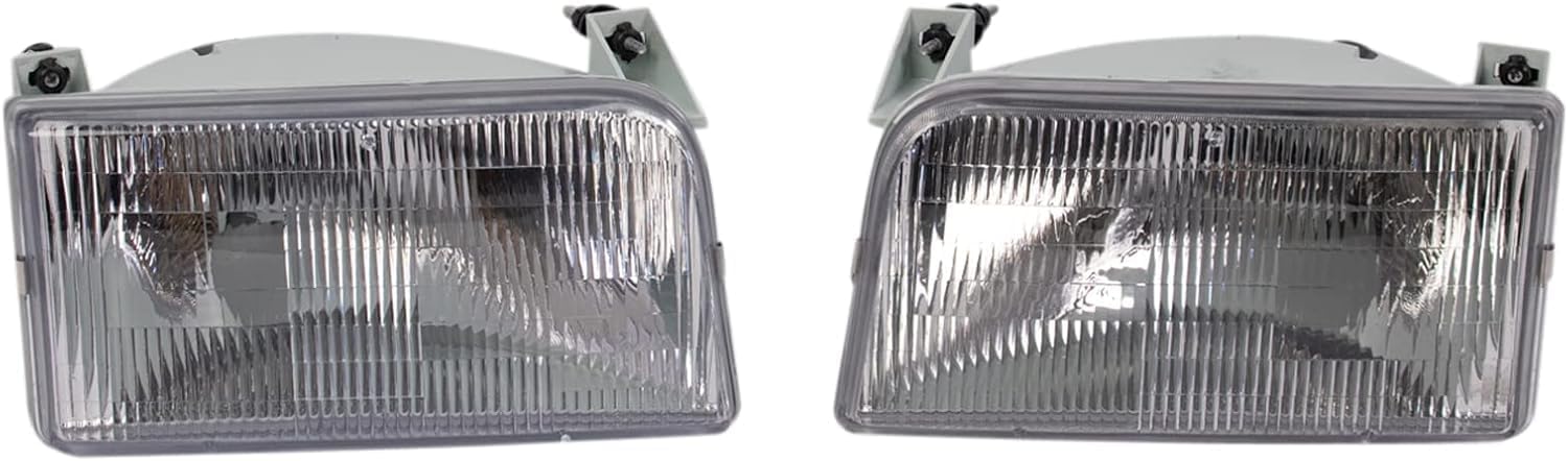 Set Of 2 Front Headlights Assembly Right Passenger & Left Driver Side Direct Replacement Compatible With 1992-1997 Ford F-Series FO2503114 FO2502118 F2TZ13008A F2TZ13008B