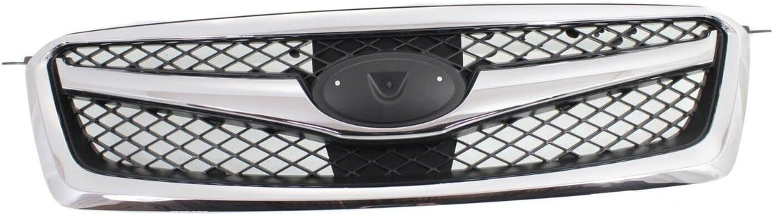 Front Grille Chrome Shell With Black Insert Plastic Direct Replacement Compatible With 2010-2012 Subaru Legacy SU1200142 91121AJ03B