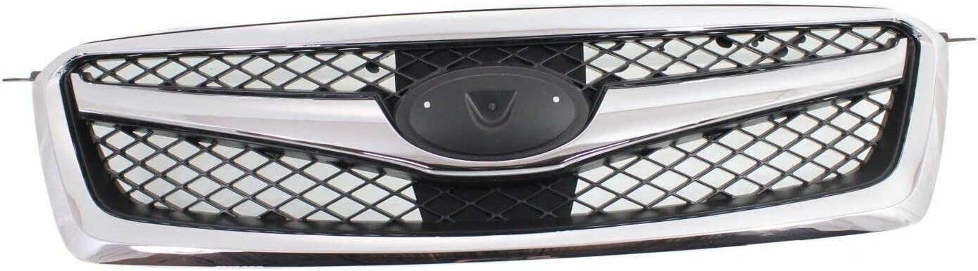 Front Grille Chrome Shell With Black Insert Plastic Direct Replacement Compatible With 2010-2012 Subaru Legacy SU1200142 91121AJ03B