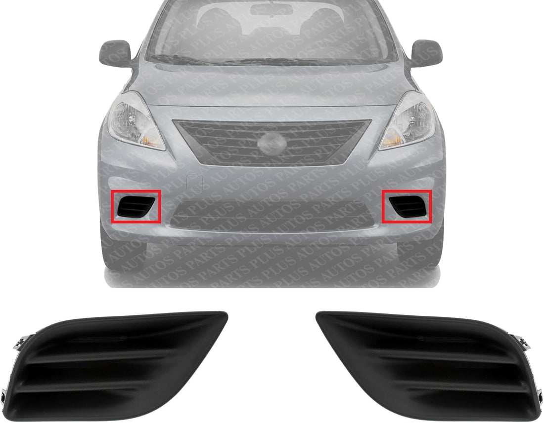 Set Of 2 Front Fog Light Cover Textured Right Passenger & Left Driver Side Direct Replacement Compatible With 2012-2014 Nissan Versa NI1039128 NI1038128 622563BA0A 622573BA0A