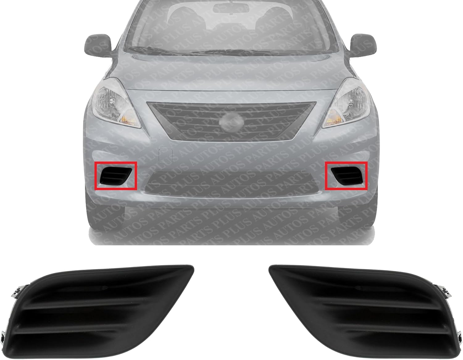 Set Of 2 Front Fog Light Cover Textured Right Passenger & Left Driver Side Direct Replacement Compatible With 2012-2014 Nissan Versa NI1039128 NI1038128 622563BA0A 622573BA0A