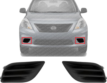Set Of 2 Front Fog Light Cover Textured Right Passenger & Left Driver Side Direct Replacement Compatible With 2012-2014 Nissan Versa NI1039128 NI1038128 622563BA0A 622573BA0A