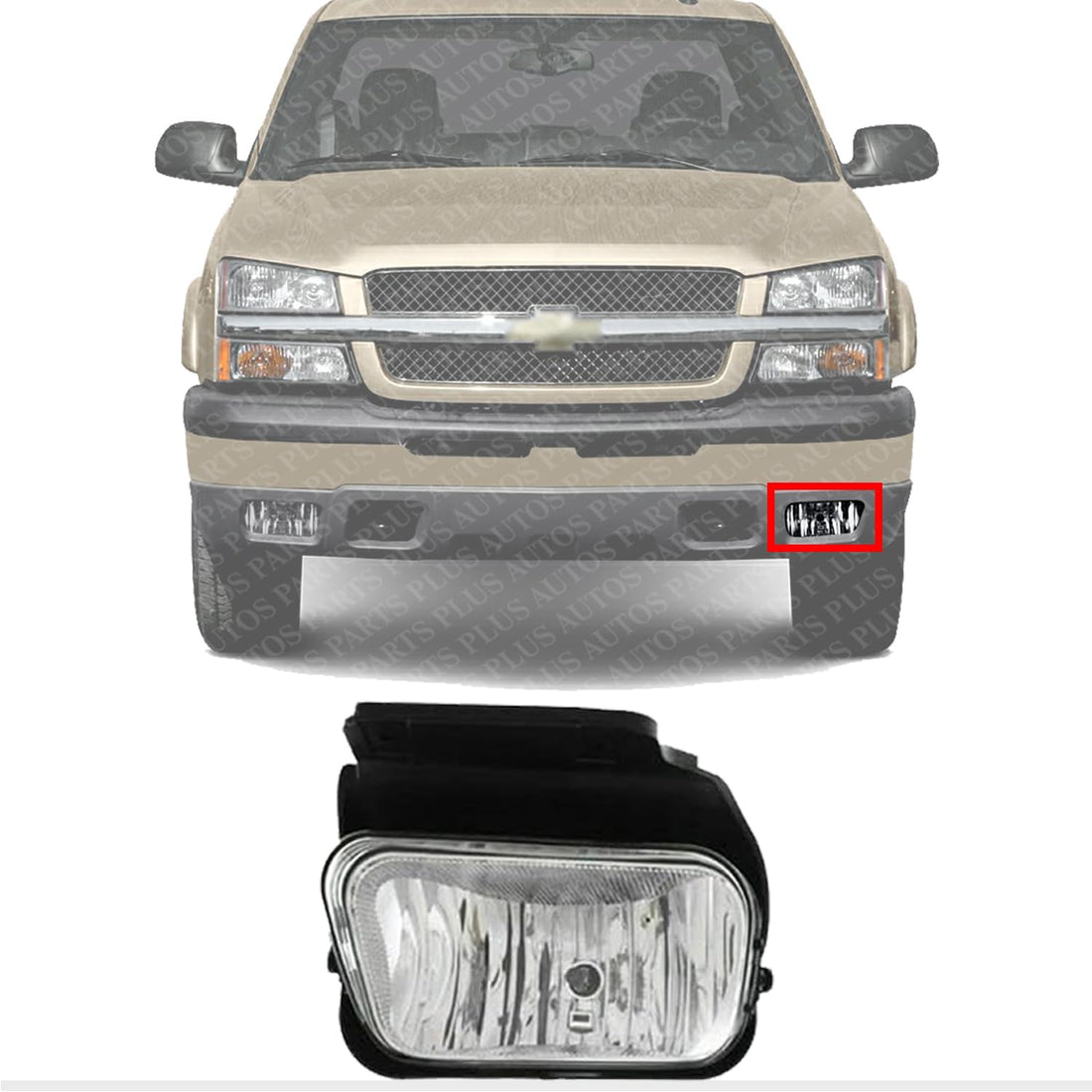 Front Fog Lights Assembly Left Driver Side Direct Replacement Compatible With 2004-2006 Chevrolet Silverado 1500 2500HD 3500 GM2592150 15791433