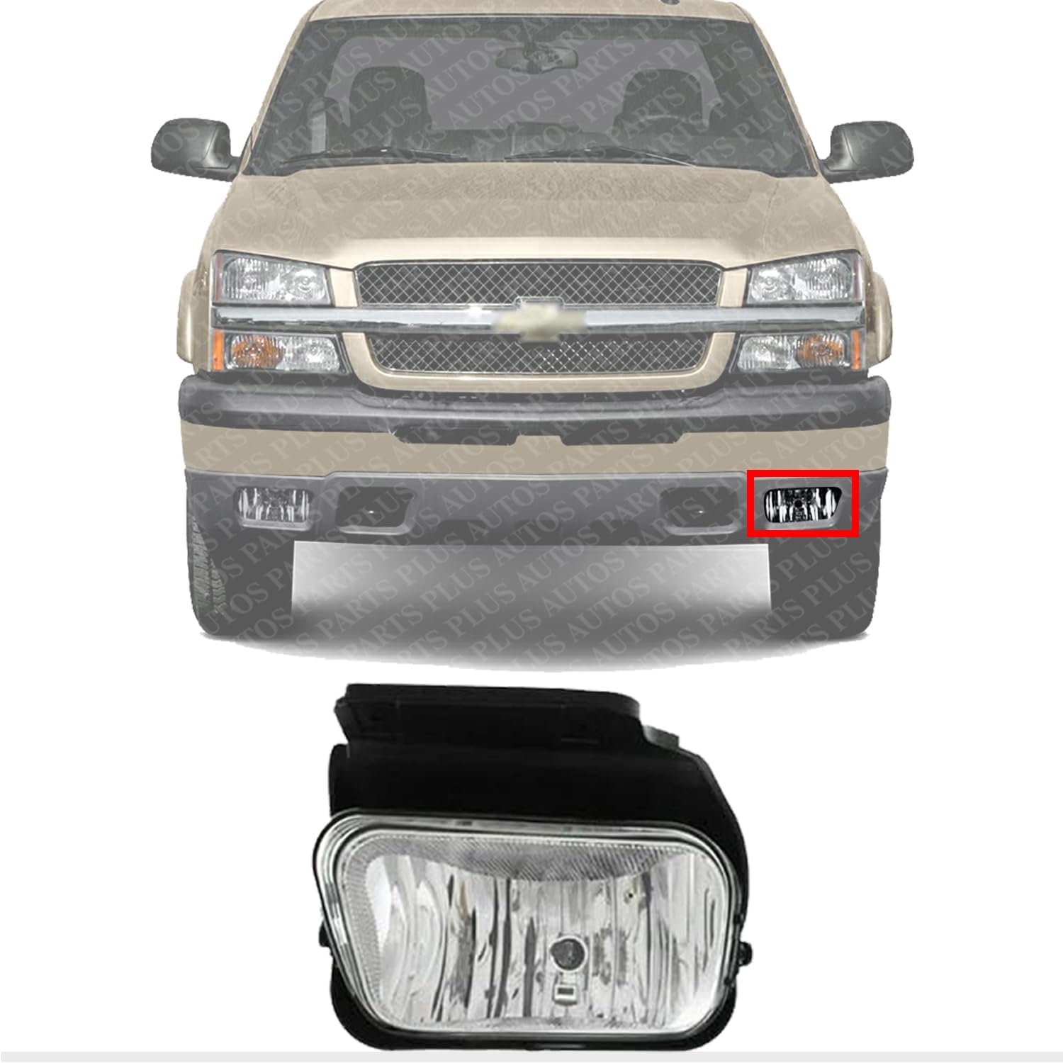 Front Fog Lights Assembly Left Driver Side Direct Replacement Compatible With 2004-2006 Chevrolet Silverado 1500 2500HD 3500 GM2592150 15791433