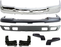 Front Bumper Chrome + Grille + Upper Cover + Lower Valance Textured + Brackets + Headlights + Fog Lamps Left & Right Direct Replacement Compatible With 2003-2006 Chevy Silverado 1500