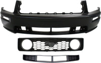 Front Bumper Cover Primed + Upper Grille Black Shell With Honeycomb Insert + Lower Textured Gray Direct Replacement Compatible With 2005-2009 Ford Mustang FO1000575 FO1200422