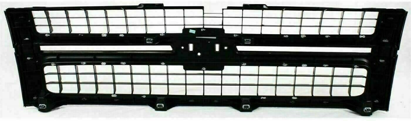 Front Grille Chrome Shell & Insert + Hood Molding Direct Replacement Compatible With 2007-2010 Chevrolet Silverado 2500/3500 HD GM1200608 GM1235112 25825521 15911579