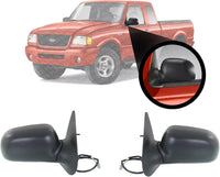 Set of 2 Front Power Mirror Manual Folding Non-Heated Textured Right Passenger & Left Driver Side Direct Replacement Compatible With 1993-2005 Ford Ranger FO1320206 FO1321206