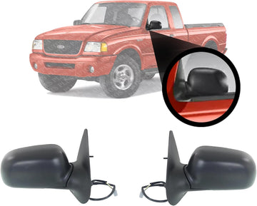Set of 2 Front Power Mirror Manual Folding Non-Heated Textured Right Passenger & Left Driver Side Direct Replacement Compatible With 1993-2005 Ford Ranger FO1320206 FO1321206