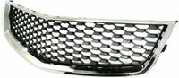 Front Bumper Upper & Lower Grille Chrome Shell & Insert + Support Bracket Direct Replacement Compatible With 2010-2015 Chevrolet Equinox GM1041121 GM1200622 GM1200621 23507949