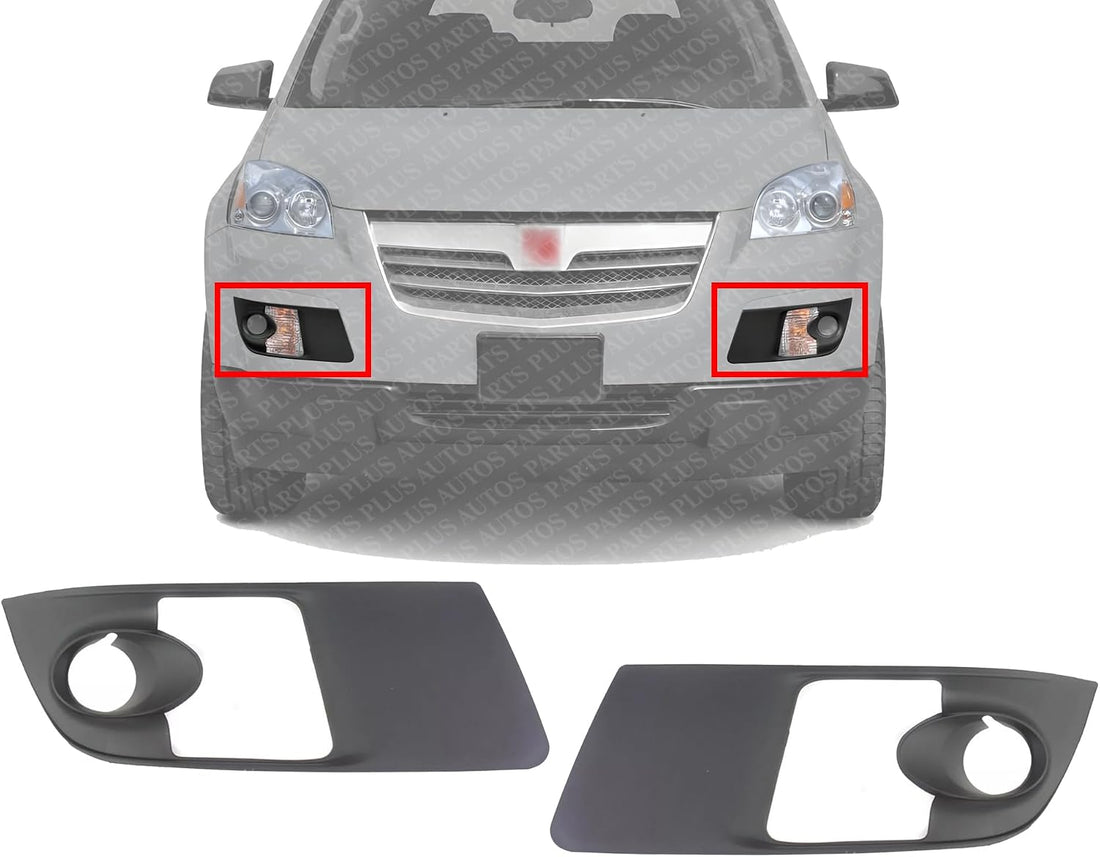 Set Of 2 Front Fog Light Molding Primed Left Driver & Right Passenger Side Direct Replacement Compatible With 2007-2010 Saturn Outlook GM1039107 GM1038107 15947966 15947965
