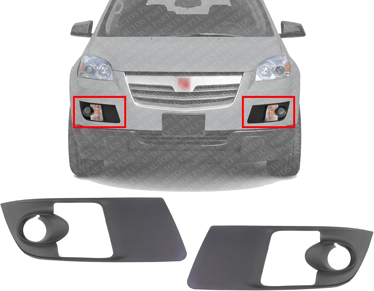 Set Of 2 Front Fog Light Molding Primed Left Driver & Right Passenger Side Direct Replacement Compatible With 2007-2010 Saturn Outlook GM1039107 GM1038107 15947966 15947965