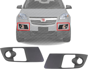 Set Of 2 Front Fog Light Molding Primed Left Driver & Right Passenger Side Direct Replacement Compatible With 2007-2010 Saturn Outlook GM1039107 GM1038107 15947966 15947965