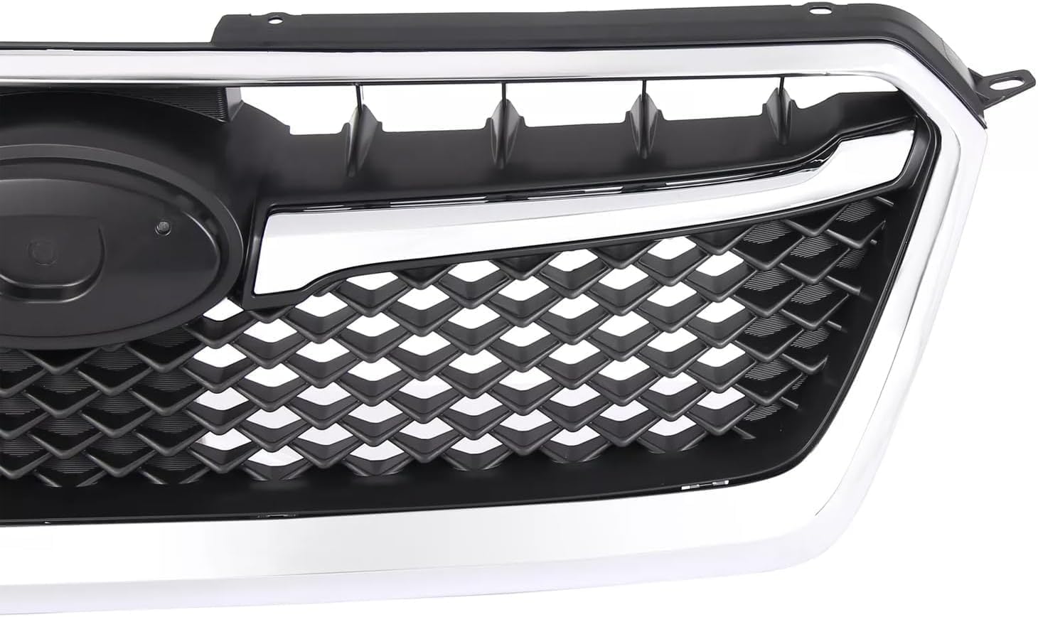 Front Bumper Cover Primed + Lower & Upper Grilles Textured Black Shell and Insert with Chrome Moldings Direct Replacement Compatible with 2015-2016 Subaru Impreza