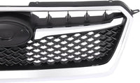 Front Bumper Cover Primed + Lower & Upper Grilles Textured Black Shell and Insert with Chrome Moldings Direct Replacement Compatible with 2015-2016 Subaru Impreza