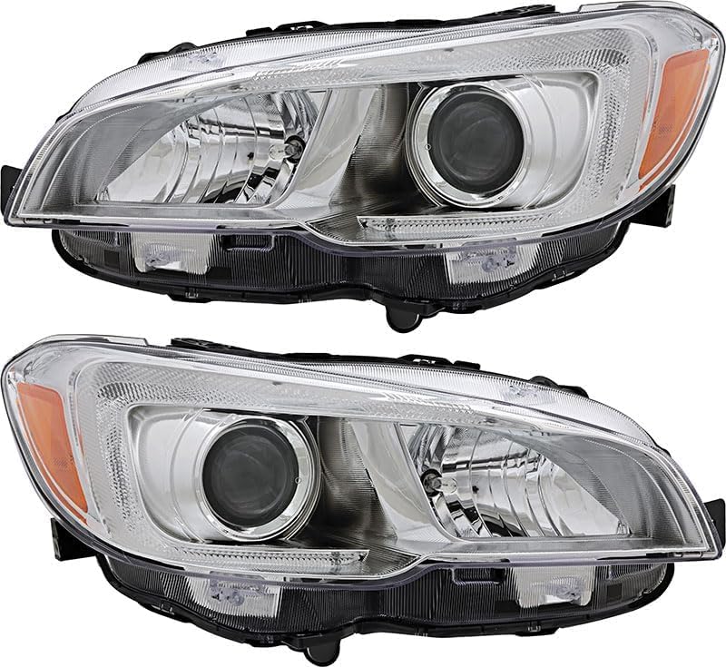 Front Bumper Cover Primed Plastic + Upper & Lower Grille + Headlight + Signal Lamp + Fog Light + Trim Left & Right Side Direct Replacement Compatible With 2015-2017 Subaru WRX