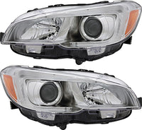 Front Bumper Cover Primed Plastic + Upper & Lower Grille + Headlight + Signal Lamp + Fog Light + Trim Left & Right Side Direct Replacement Compatible With 2015-2017 Subaru WRX