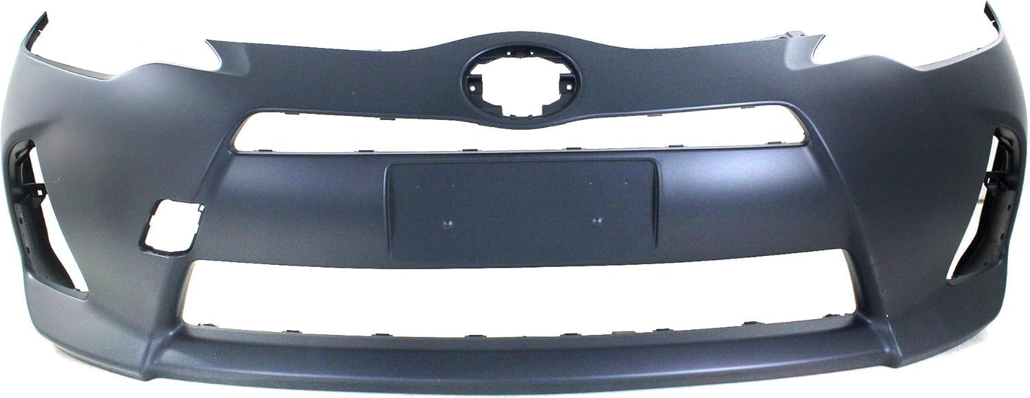 Front Bumper Cover Primed Plastic + Upper & Lower Grille + Headlight + Signal Lamp + Fog Light + Trim Left & Right Side Direct Replacement Compatible With 2012-2014 Toyota Prius C