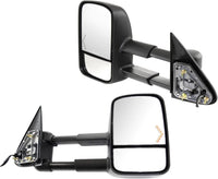 Set Of 2 Front Power Towing Mirror Manual Folding Heated Textured Left Driver & Right Passenger Side Direct Replacement Compatible With 2003-2006 Chevrolet Silverado/GMC Sierra