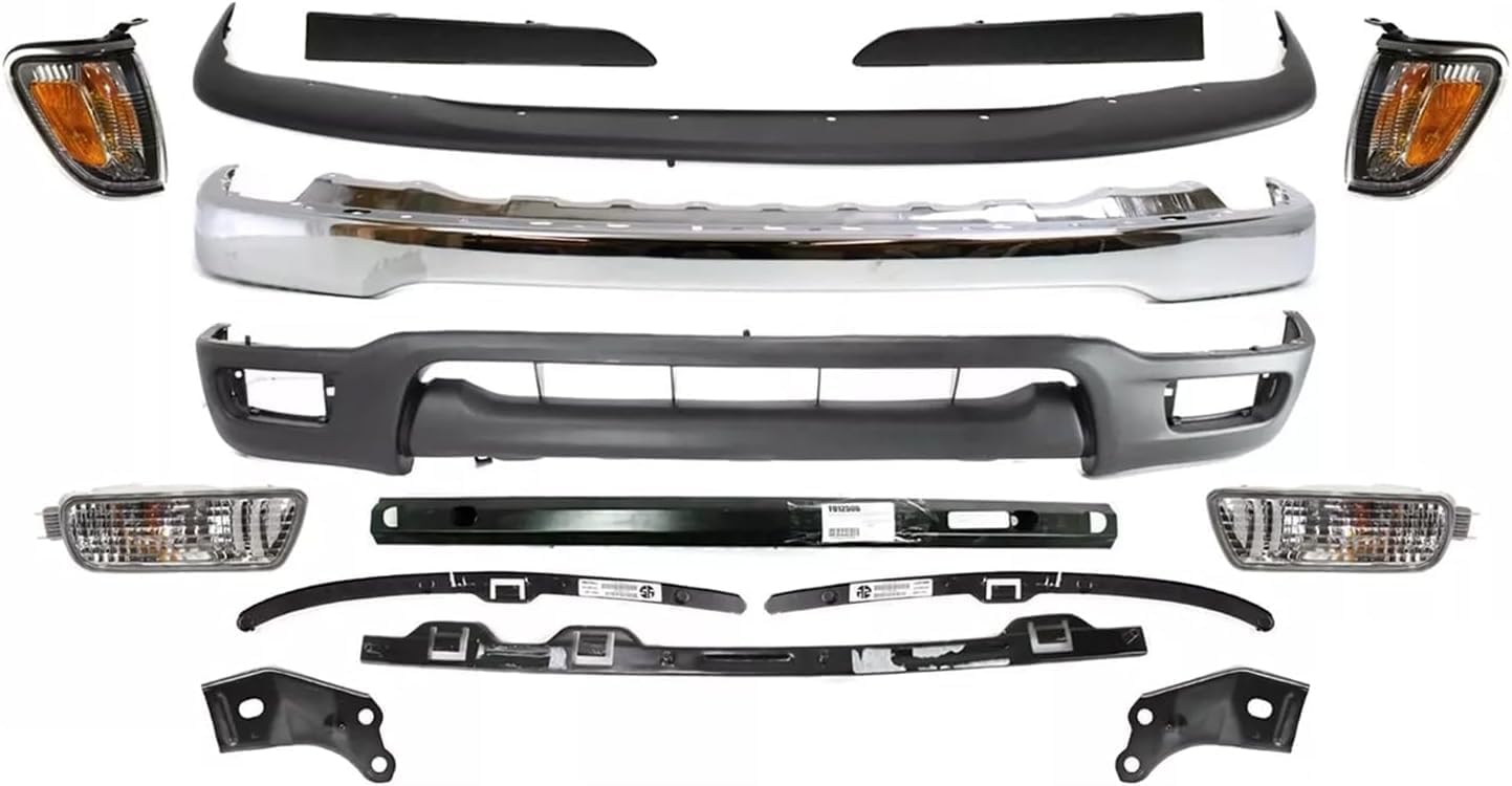 Front Bumper + Upper Cover + Valance + Reinforcement + Bracket + Retainer + Filler + Corner & Signal Lamp Left & Right Side Direct Replacement Compatible With For 01-04 Toyota Tacoma