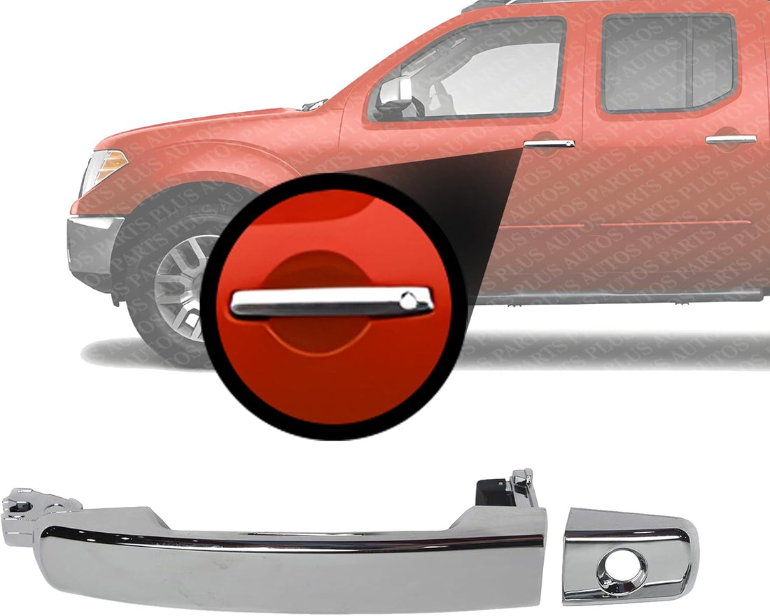 Front Exterior Door Handle Chrome Plastic Left Driver Side Direct Replacement Compatible with 2004-2008 Nissan Maxima / 2005-2015 Frontier NI1310120 80607EA05A 8282282Z60