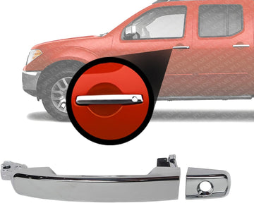 Front Exterior Door Handle Chrome Plastic Left Driver Side Direct Replacement Compatible with 2004-2008 Nissan Maxima / 2005-2015 Frontier NI1310120 80607EA05A 8282282Z60