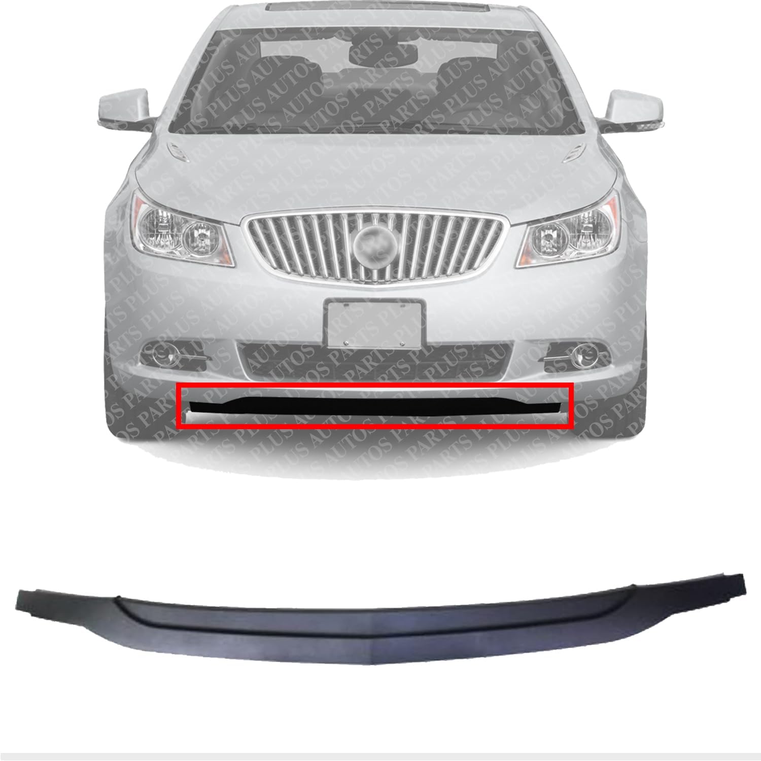 Autos Parts Plus Front Bumper Center Lower Valance Air Deflector Textured Direct Replacement Compatible with 2010-2013 Buick Lacrosse/Allure GM1092214 25829699