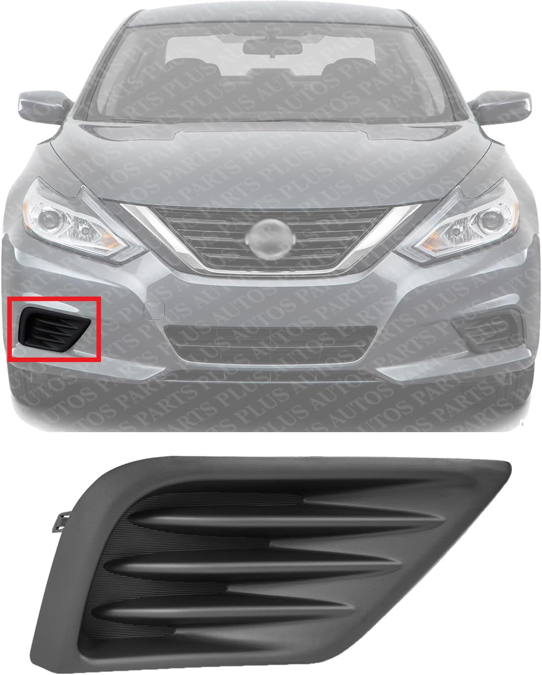Front Fog Light Cover Textured Plastic Right Passenger Side Direct Replacement Compatible With 2016-2018 Nissan Altima NI1039139 622569HS0A