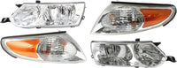 Front Head Lights Assembly + Corner Lamps Plastic Left Driver & Right Passenger Side Direct Replacement Compatible With 2002-2003 Toyota Solara TO2503145 TO2502145 TO2520166 TO2521166