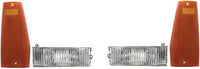 Front Head Light Door Bezels + Corner Signal & Side Marker Lamps Left Driver & Right Passenger Side Direct Replacement Compatible With 1991-1996 Jeep Cherokee CH2551113 CH2550113