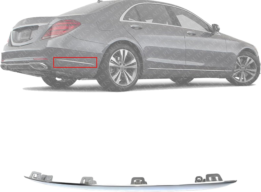 Rear Bumper Molding Chrome Right Passenger Side Direct Replacement Compatible With 2015-2018 Mercedes Benz C300 MB1147117 2058850621