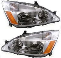 Set Of 2 Front Head Lights Lens & Housing Left Driver And Right Passenger Side Direct Replacement Compatible With 2003-2007 Honda Accord HO2502120 HO2503120 33151SDAA01 33101SDAA01