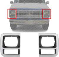 Set Of 2 Front Head Light Door Bezel Left Driver & Right Passenger Side Direct Replacement Compatible With 1994-1996 Chevrolet/GMC G-Series GM2513181 GM2512181 15685964 15685963