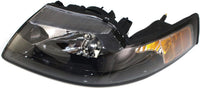 Set Of 2 Front Headlight Lens And Housing With Black Interior Left Driver & Right Passenger Side Direct Replacement Compatible With 1999-2004 Ford Mustang FO2502177 FO2503177