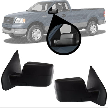 AUTOS PARTS PLUS Set Of 2 Front Power Mirror Manual Folding Heated Textured Left Driver & Right Passenger Side Direct Replacement Compatible With 2004-2008 Ford F-150 FO1320233 FO1321233 8L3Z17683EA