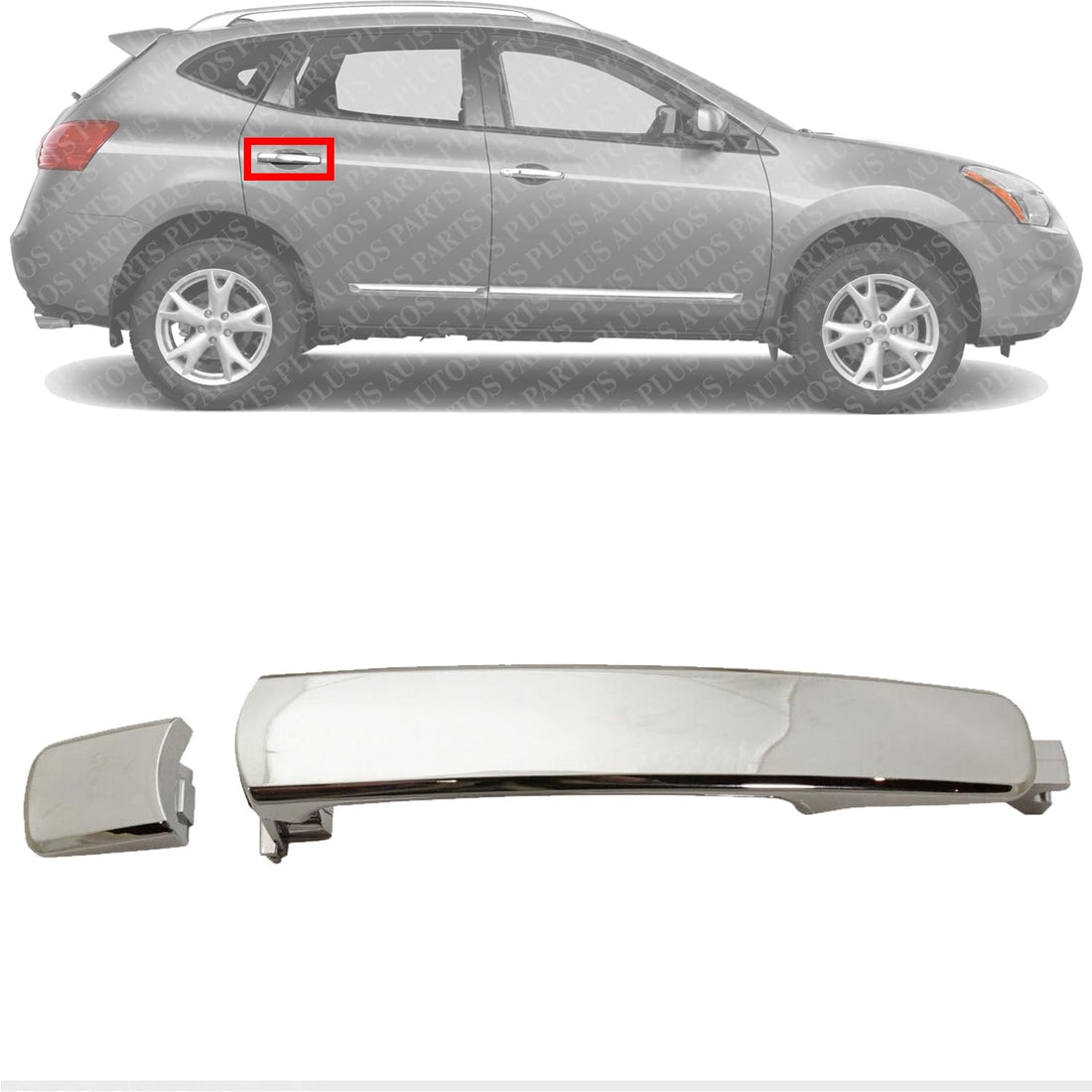 Rear Exterior Door Handle Chrome Right Passenger Side Direct Replacement Compatible with 2003-2008 Infiniti FX35 / FX45 / 2008-2013 Nissan Rogue / 2014-2015 Select REPI494701