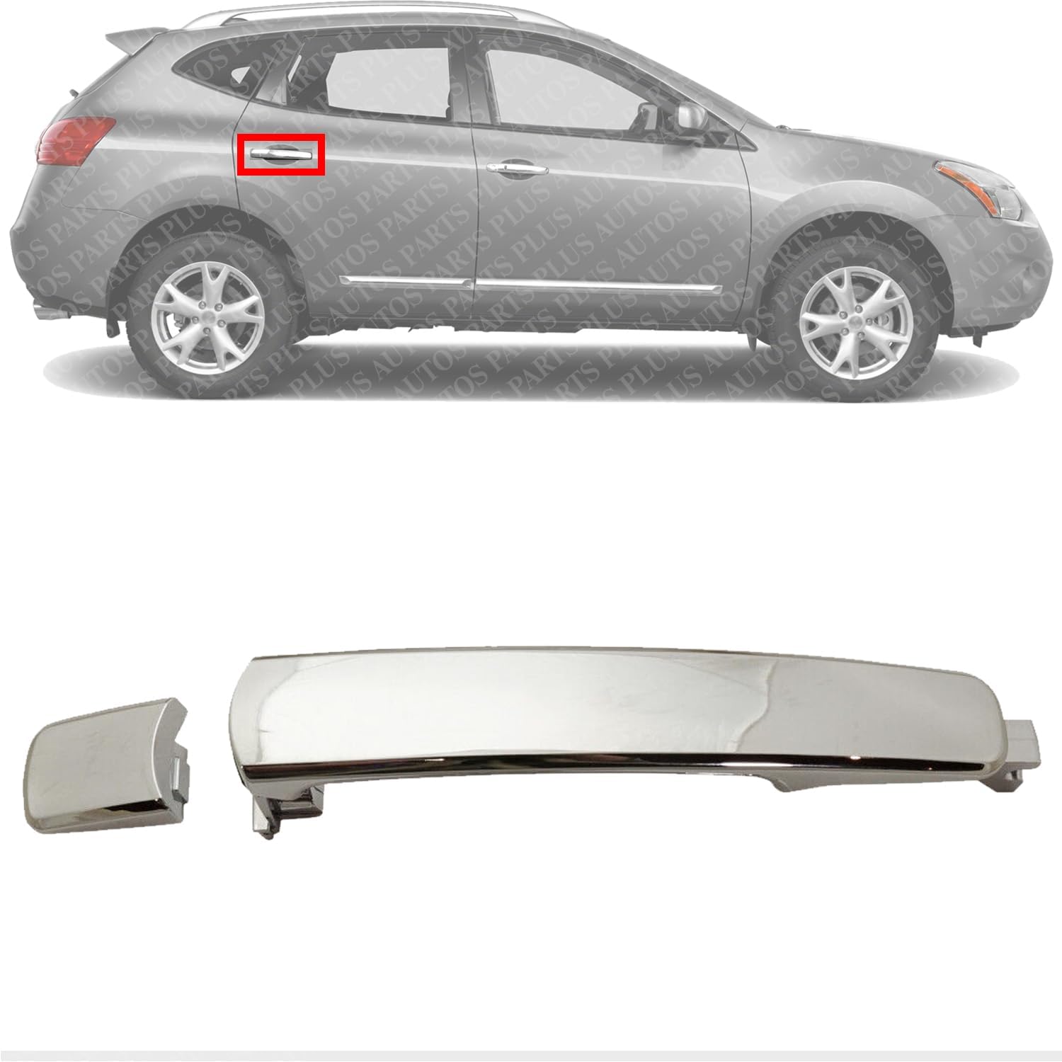 Rear Exterior Door Handle Chrome Right Passenger Side Direct Replacement Compatible with 2003-2008 Infiniti FX35 / FX45 / 2008-2013 Nissan Rogue / 2014-2015 Select REPI494701