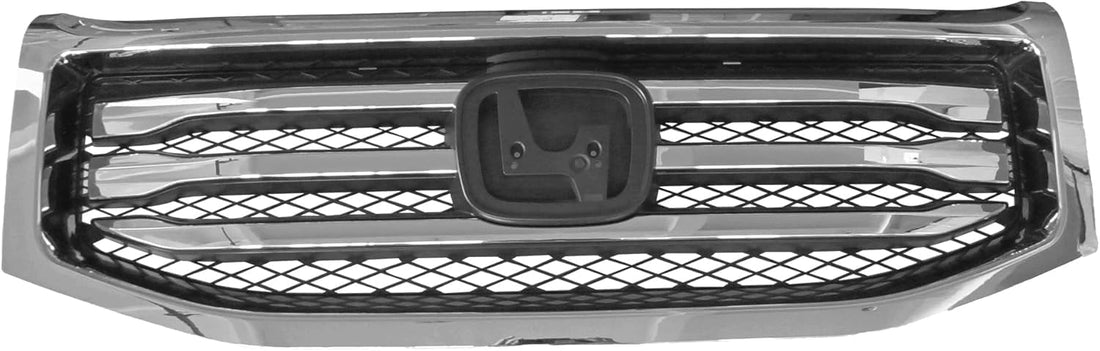 Front Bumper Primed + Lower & Upper Grille Textured Black Shell and Insert with Moldings + Lower Valance Direct Replacement Compatible with 2012-2015 Honda Pilot
