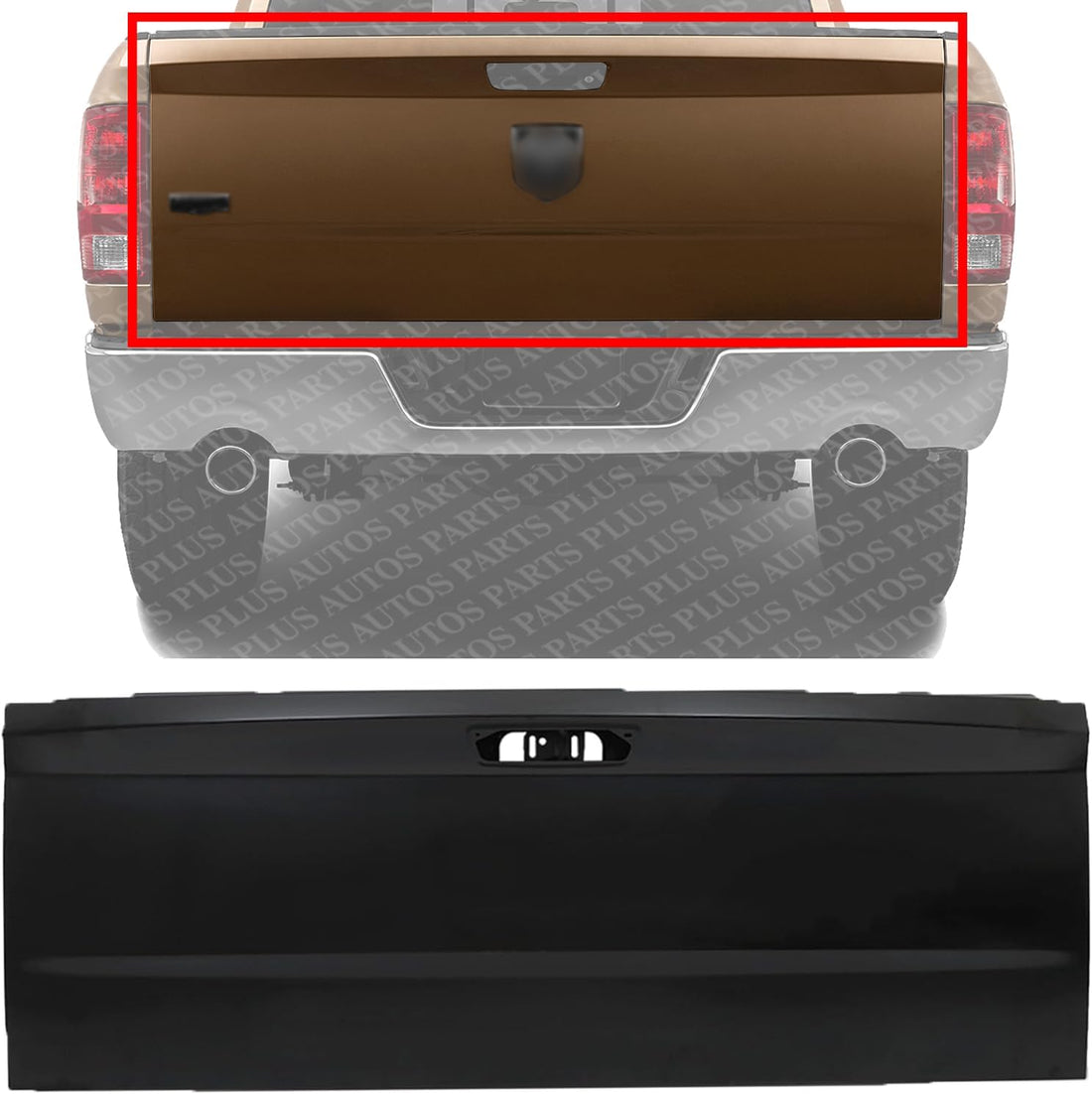 Tailgate Primed Steel Direct Replacement Compatible with Dodge Ram 1500 2009-2018/2500 3500 2010-2018 CH1900129 68105727AN