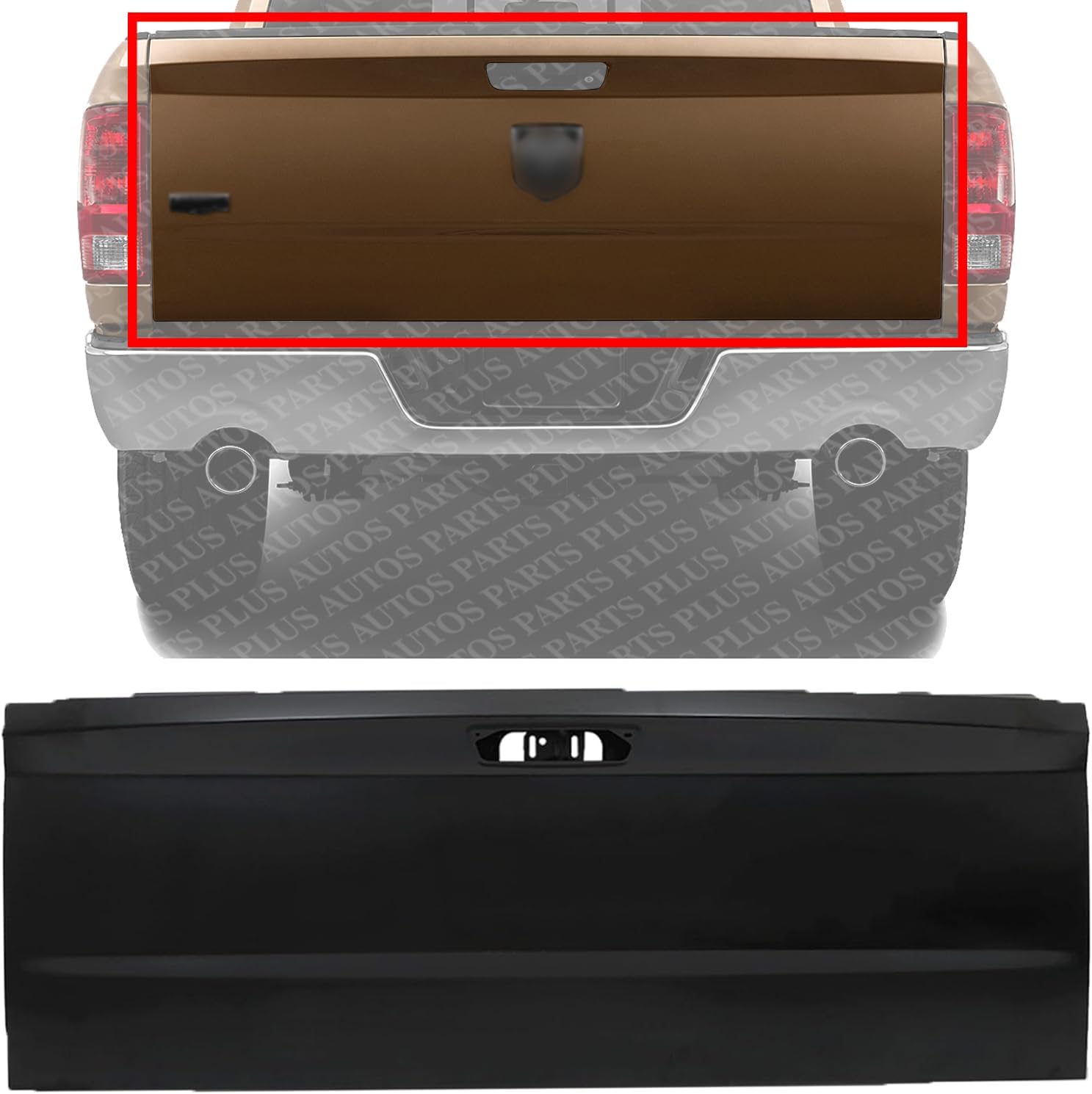 Tailgate Primed Steel Direct Replacement Compatible with Dodge Ram 1500 2009-2018/2500 3500 2010-2018 CH1900129 68105727AN
