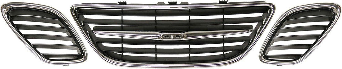 AUTOS PARTS PLUS Set Of 3 Front Center Grille + Left Driver & Right Passenger Side Chrome Shell & Black Insert Direct Replacement Compatible With 2003-2007 Saab 9-3 SB1200103 SB1200104 SB1200102