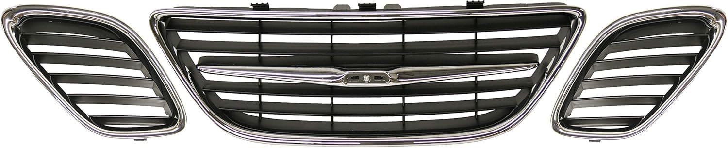 AUTOS PARTS PLUS Set Of 3 Front Center Grille + Left Driver & Right Passenger Side Chrome Shell & Black Insert Direct Replacement Compatible With 2003-2007 Saab 9-3 SB1200103 SB1200104 SB1200102
