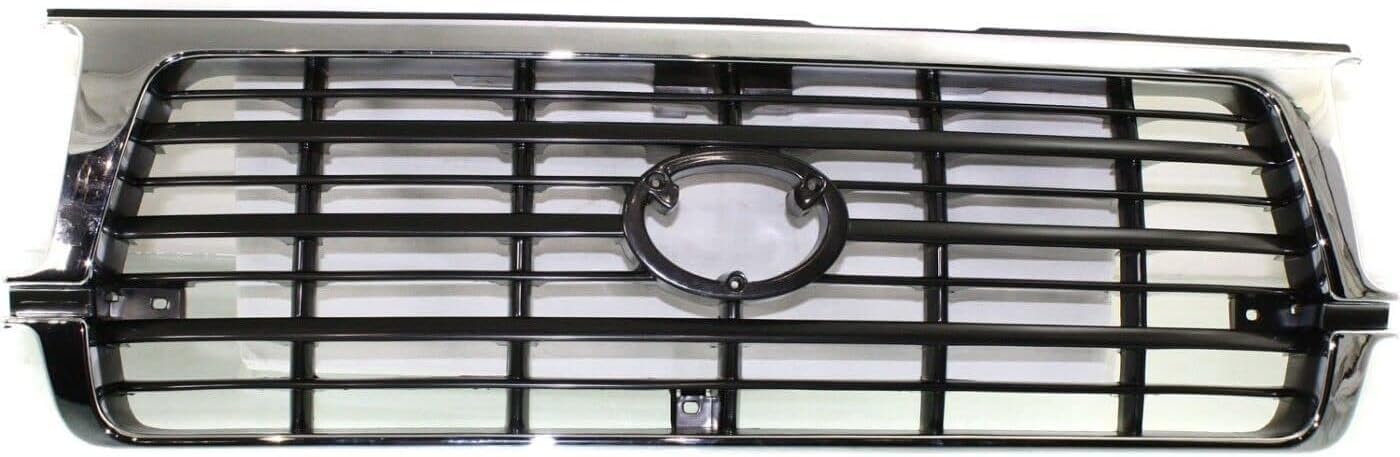 Front Grille Assembly Chrome Shell With Painted Dark Argent Insert Direct Replacement Compatible With 1995-1997 Toyota Land Cruiser TO1200207 5310160130